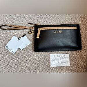 Calvin Klein Black Saffiano Leather Wristlet - NWTs